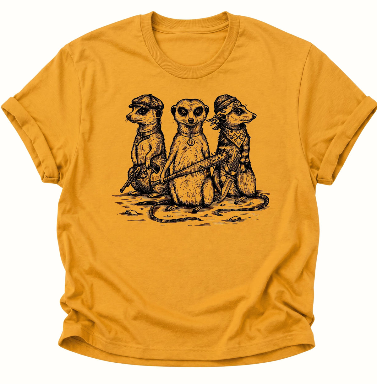 Erdmännchen Gang im Vintage-Stil Unisex T-Shirt Gelb - PINE & RIVER