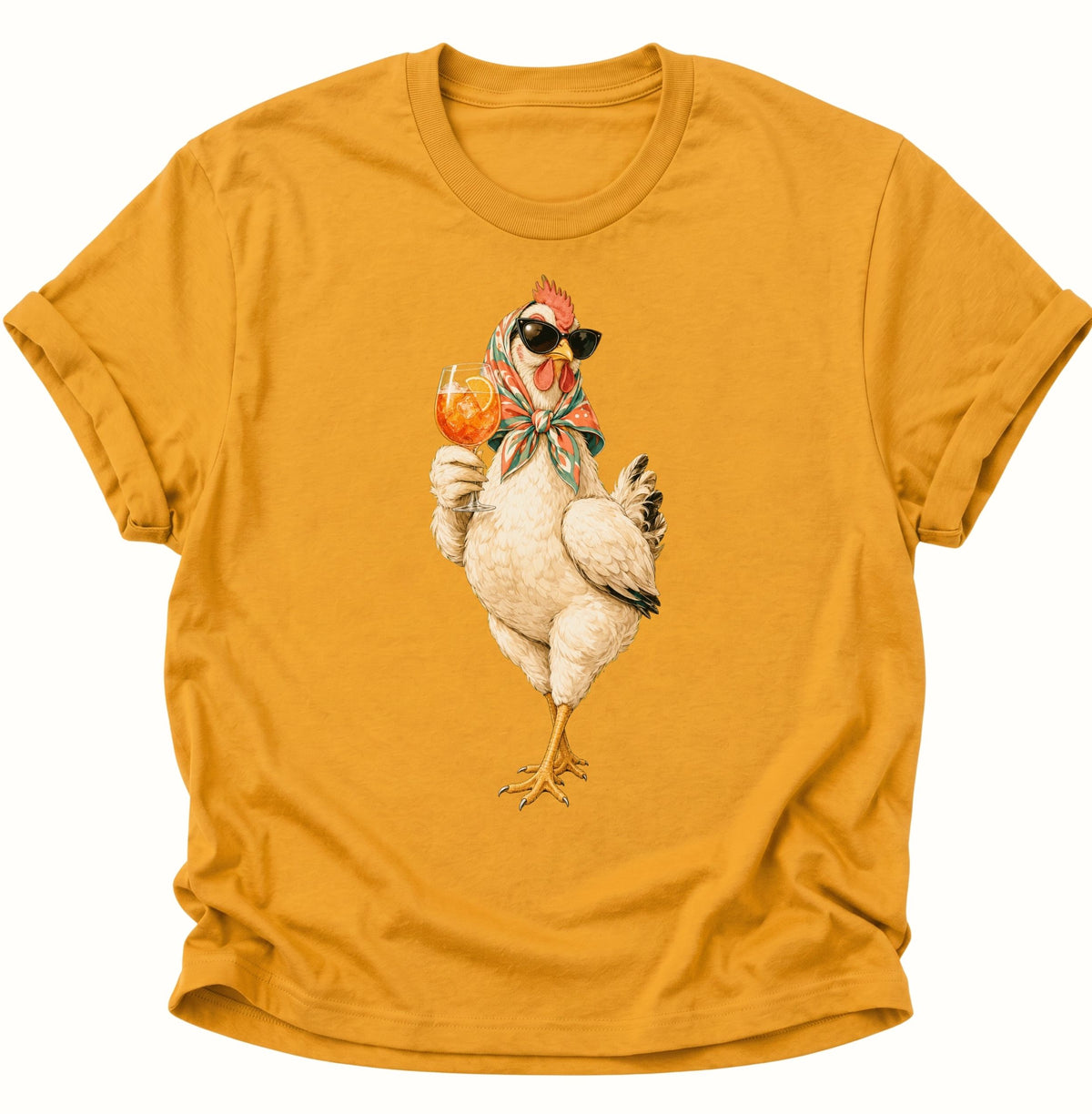 Cocktail-Henne mit Sonnenbrille Unisex T-Shirt Gelb - PINE & RIVER