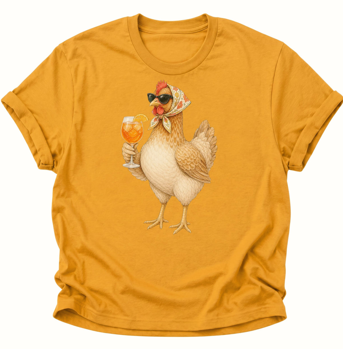 Cocktail-Henne mit Kopftuch Unisex T-Shirt Gelb - PINE & RIVER