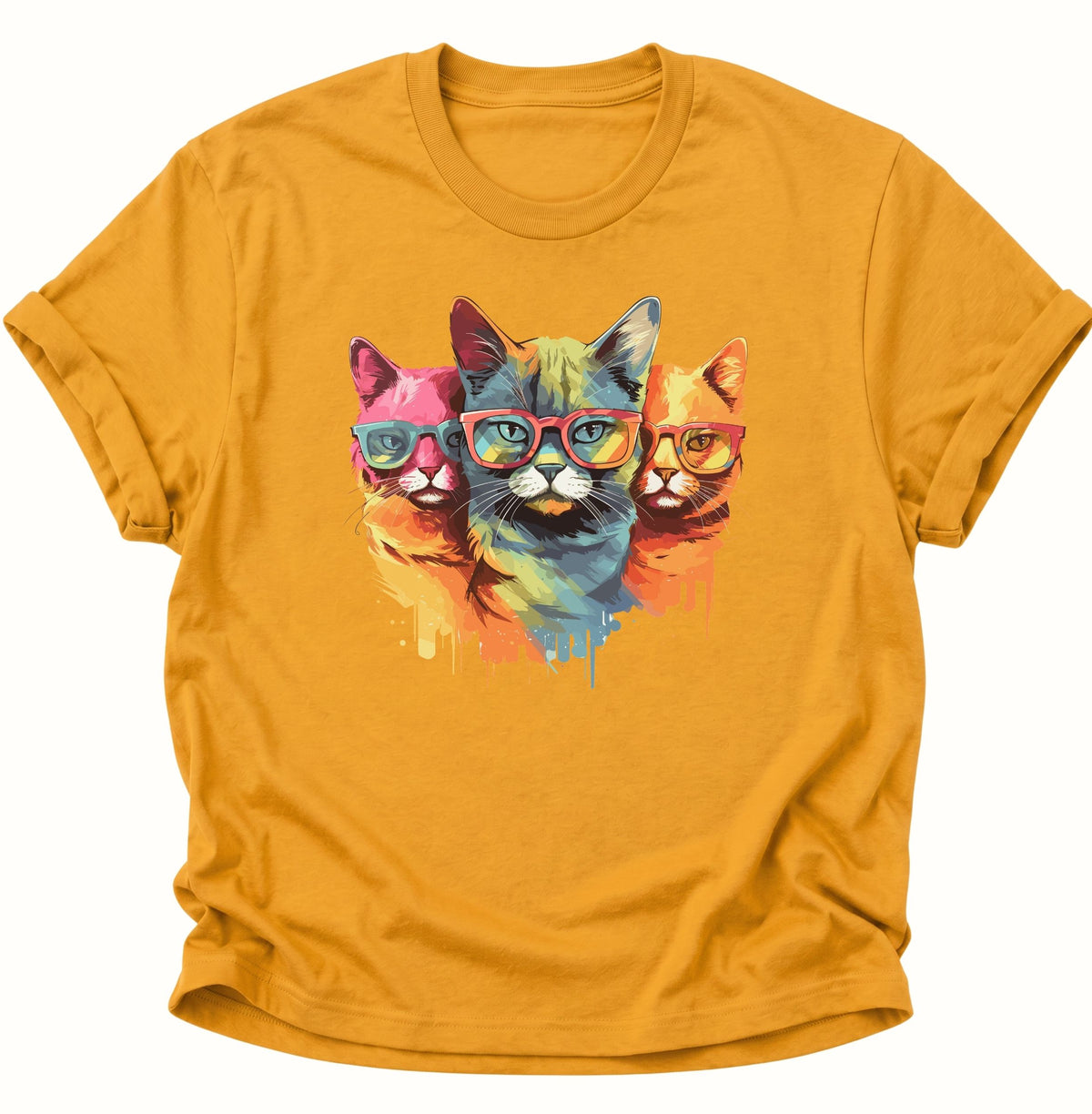 Three Cats Unisex T-Shirt Gelb - PINE & RIVER