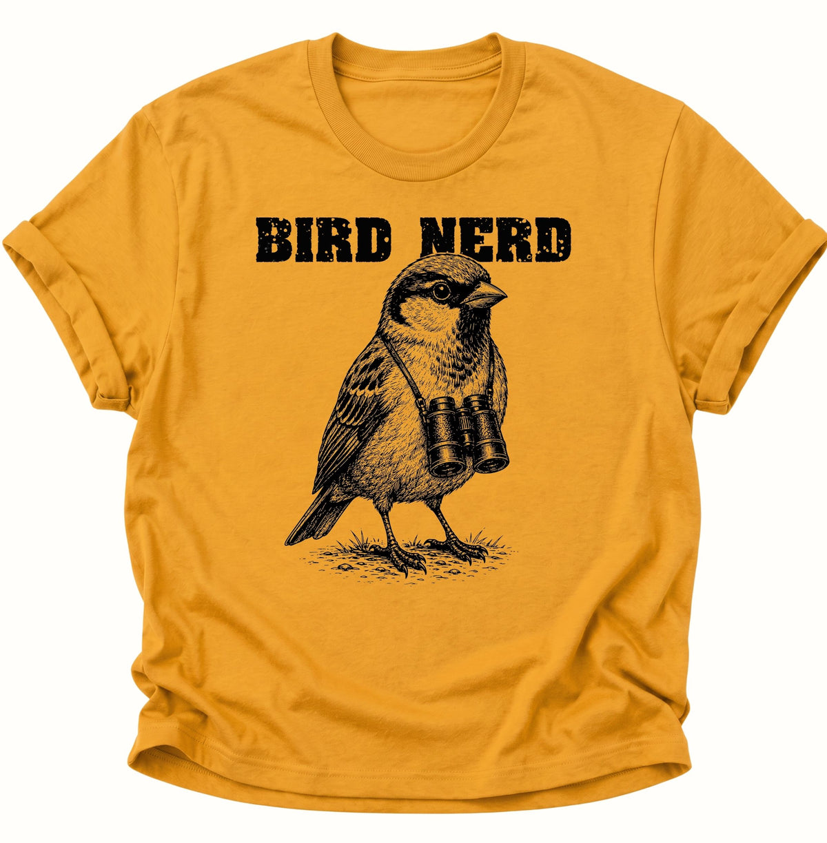 Bird Nerd Vogel mit Fernglas Unisex T-Shirt Gelb - PINE & RIVER