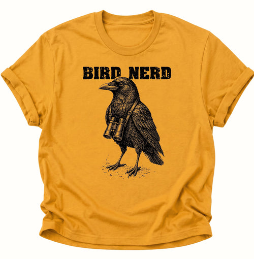 Bird Nerd Rabenvogel mit Fernglas Unisex T-Shirt Gelb - PINE & RIVER