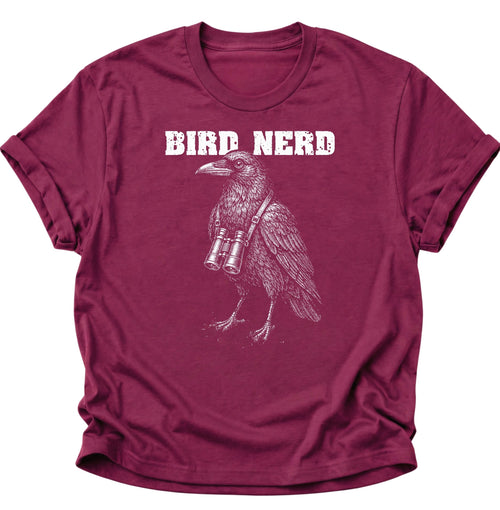Bird Nerd Rabenvogel mit Fernglas Unisex T-Shirt Cardinal Red - PINE & RIVER