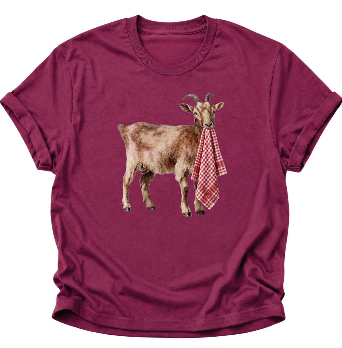 Ziege mit Geschirrhandtuch Unisex T-Shirt Cardinal Red - PINE & RIVER