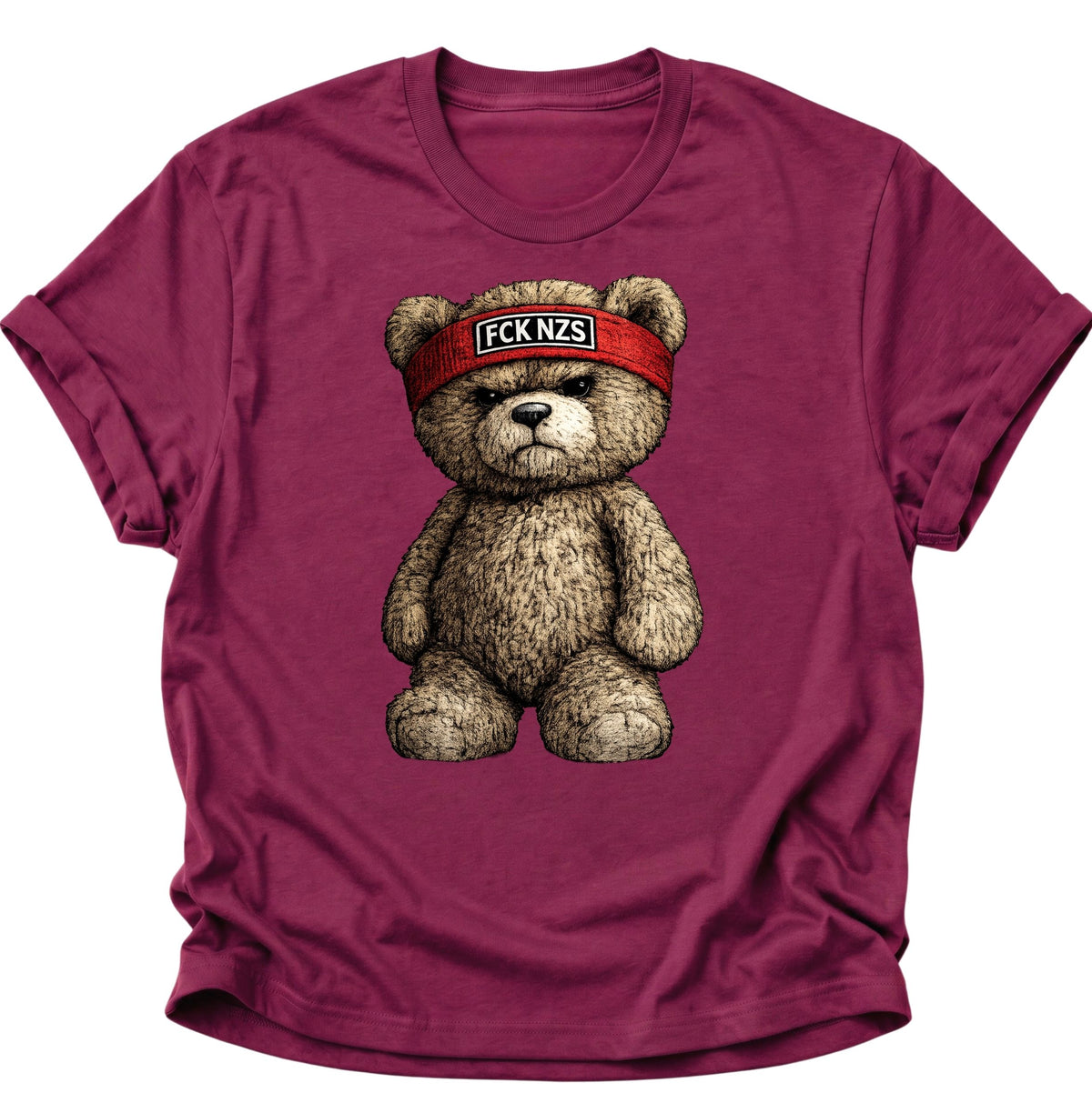 Grimmiger Teddybär gegen rechts Unisex T-Shirt Cardinal Red - PINE & RIVER
