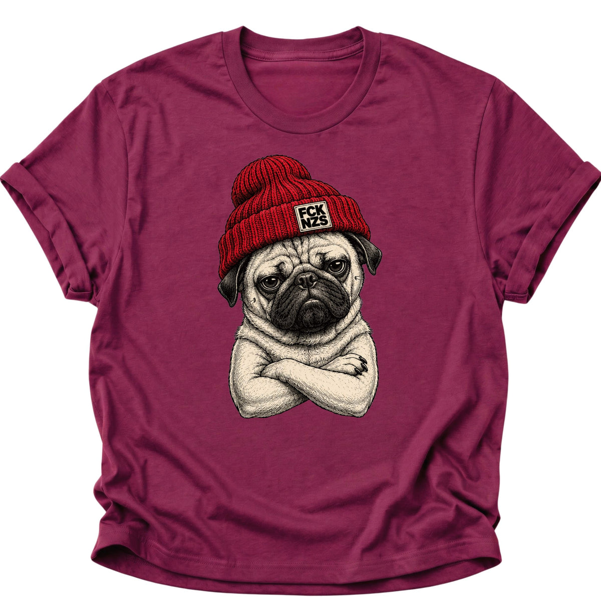 Mops gegen rechts Unisex T-Shirt Cardinal Red - PINE & RIVER