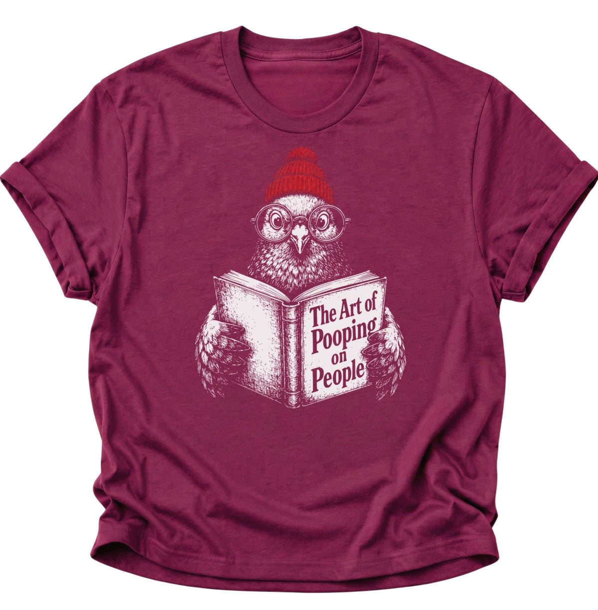 Vogel liest The Art of Pooping on People Unisex T-Shirt Cardinal Red - PINE & RIVER