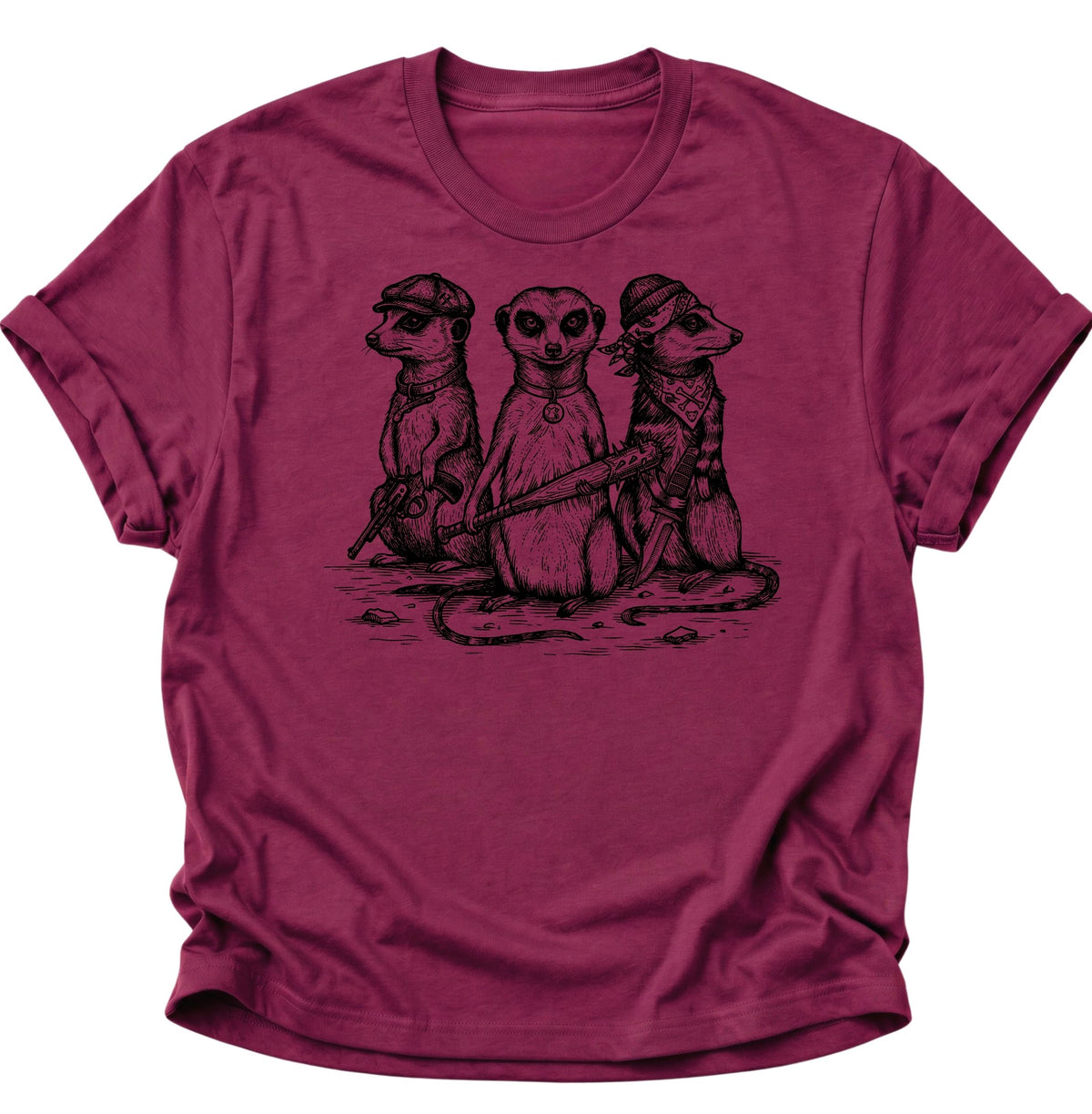 Erdmännchen Gang im Vintage-Stil Unisex T-Shirt Cardinal Red - PINE & RIVER