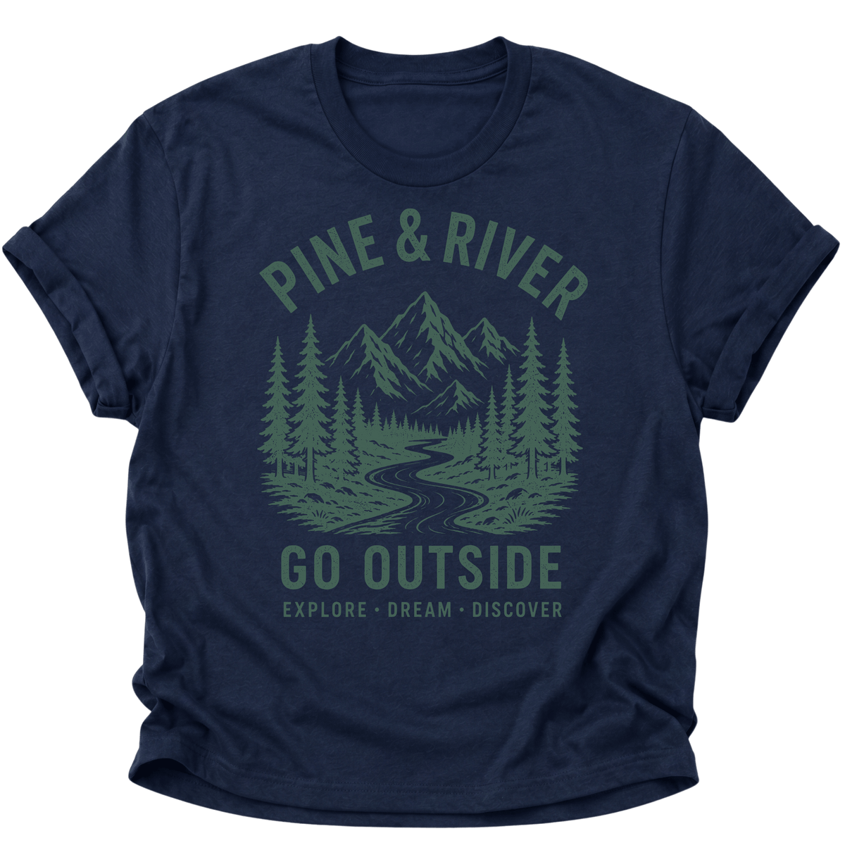 Pine & River Go Outside Unisex T-Shirt Navy Blue - PINE & RIVER