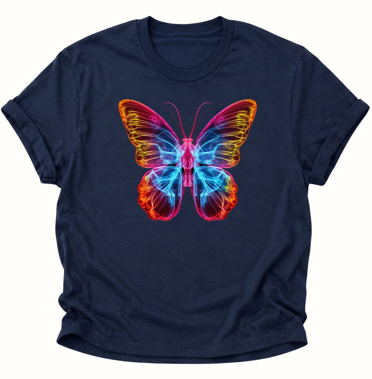 Schmetterling Neon Unisex T-Shirt Navy Blue - PINE & RIVER