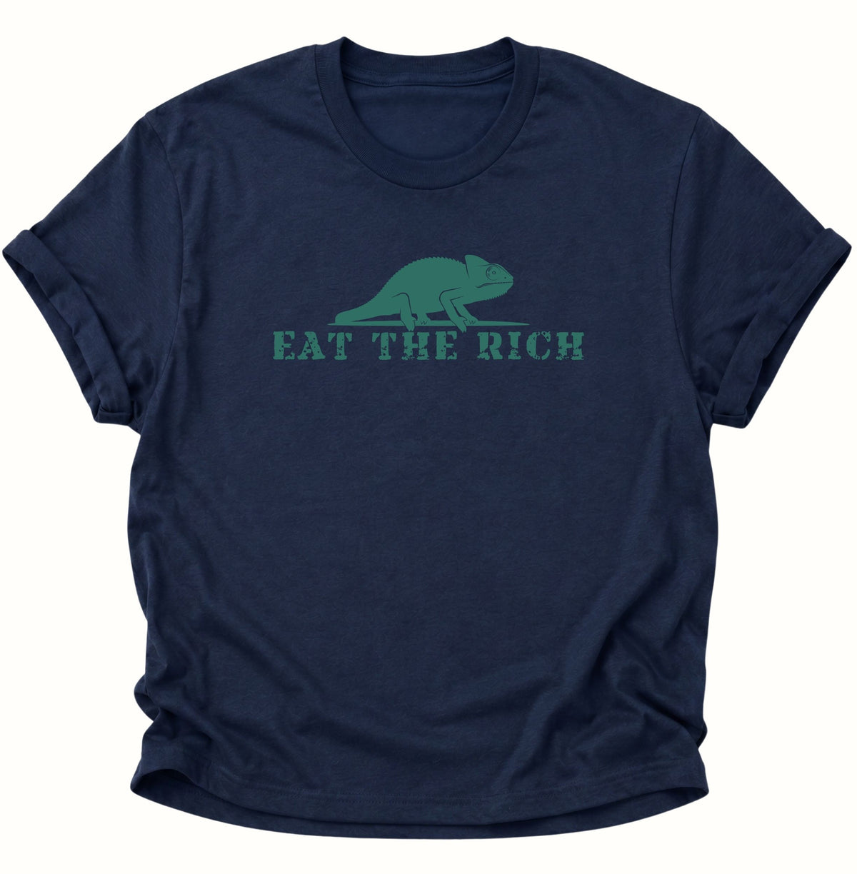 Chamäleon Eat the Rich Unisex T-Shirt Navy Blue - PINE & RIVER
