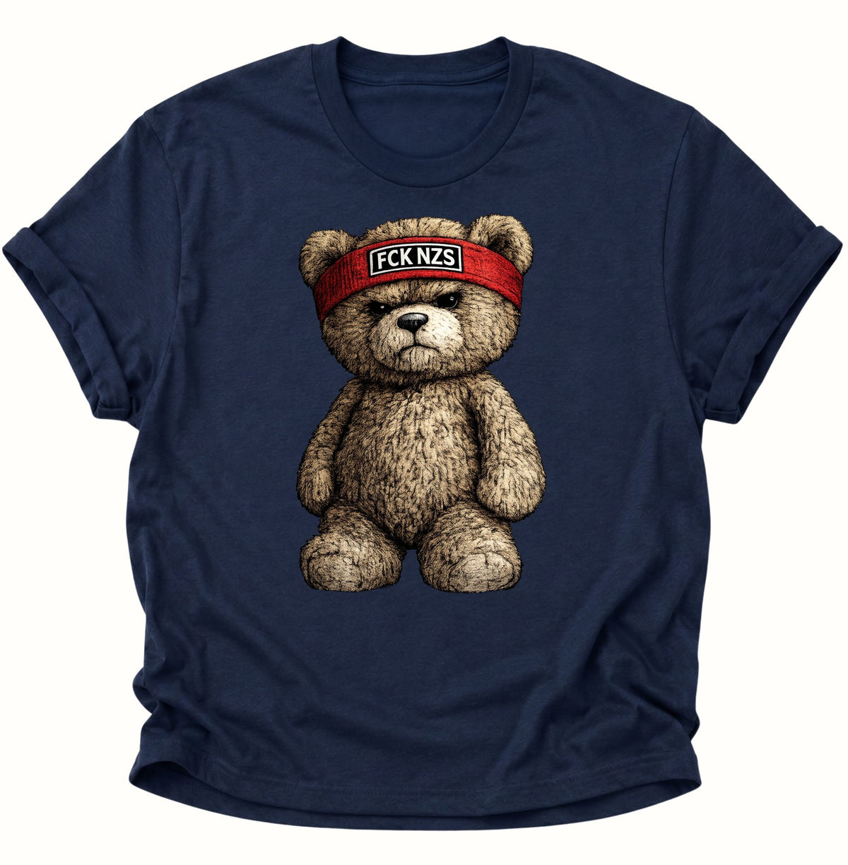 Grimmiger Teddybär gegen rechts Unisex T-Shirt Navy Blue - PINE & RIVER
