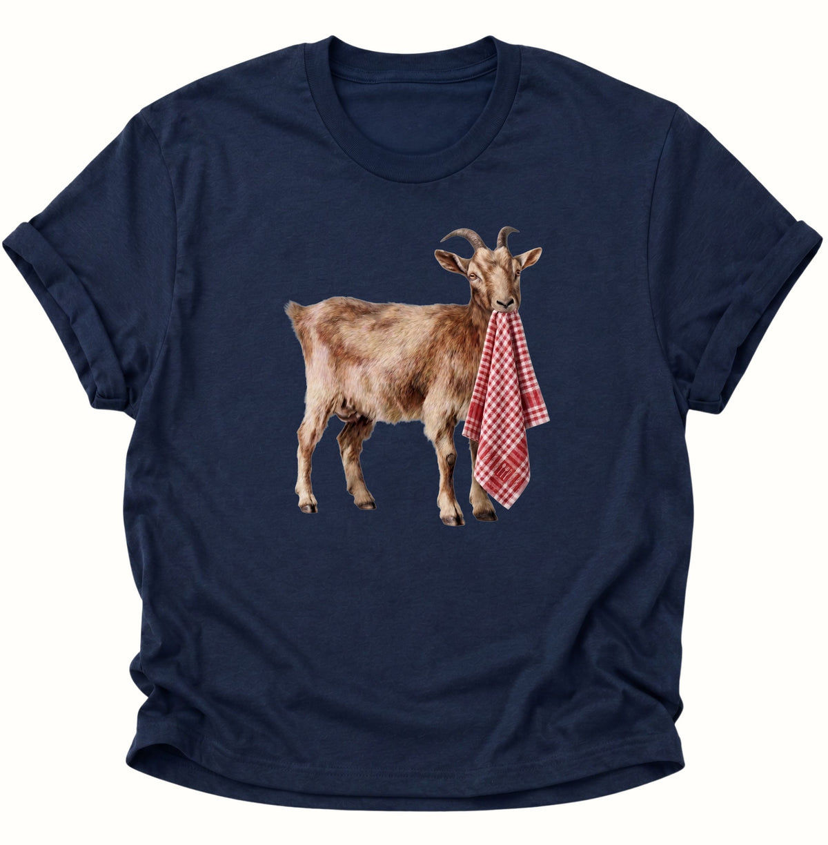 Ziege mit Geschirrhandtuch Unisex T-Shirt Navy Blue - PINE & RIVER