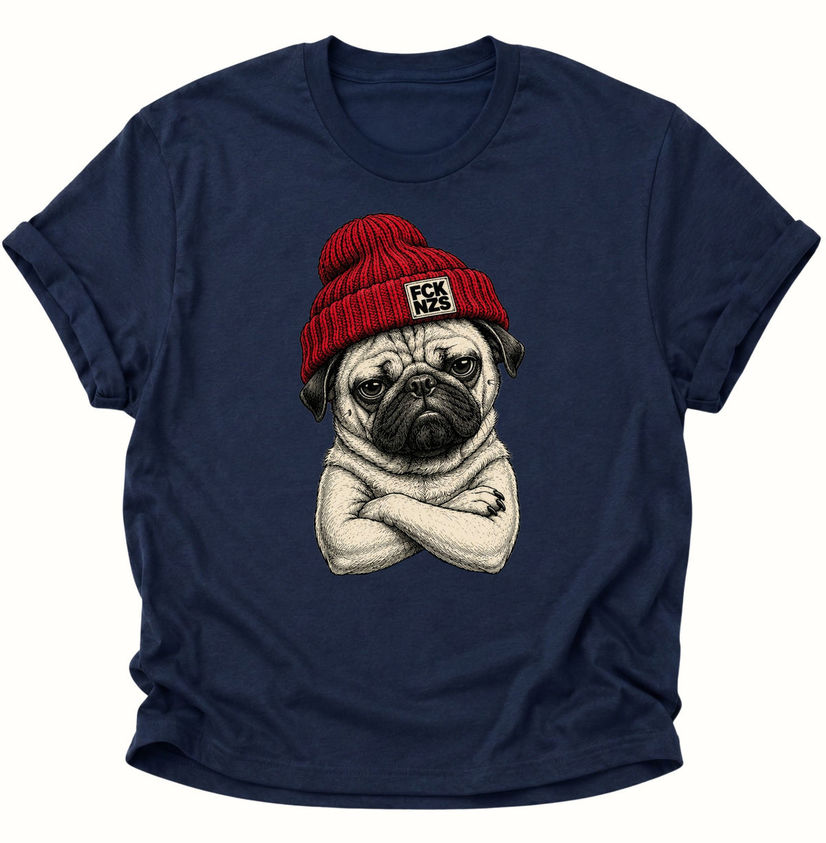 Mops gegen rechts Unisex T-Shirt Navy Blue - PINE & RIVER
