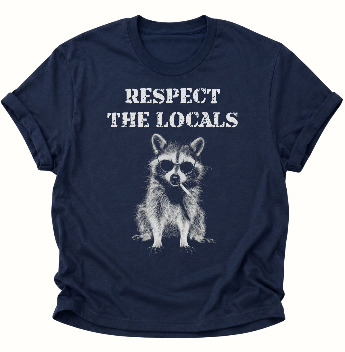 Respect the Locals Waschbär Unisex T-Shirt Navy Blue - PINE & RIVER
