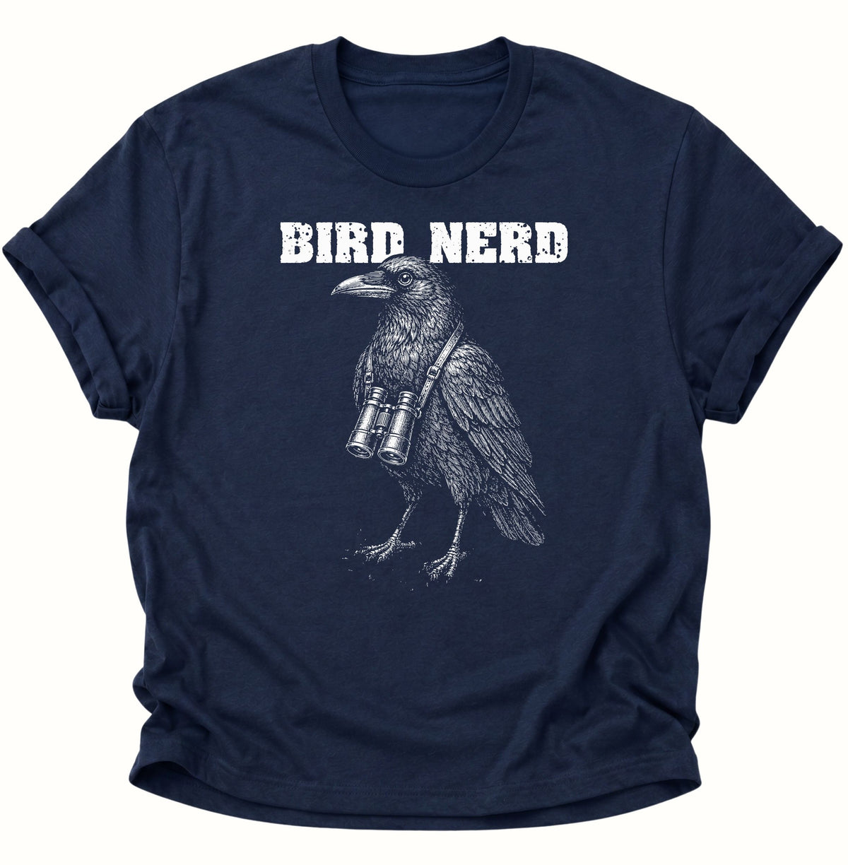 Bird Nerd Rabenvogel mit Fernglas Unisex T-Shirt Navy Blue - PINE & RIVER