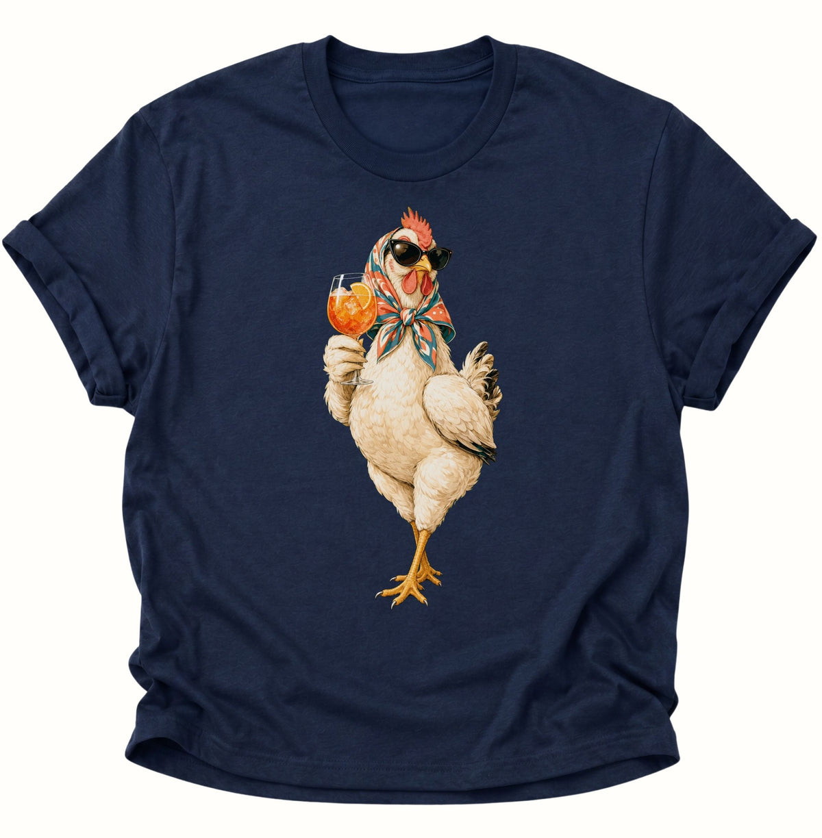 Cocktail-Henne mit Sonnenbrille Unisex T-Shirt Navy Blue - PINE & RIVER