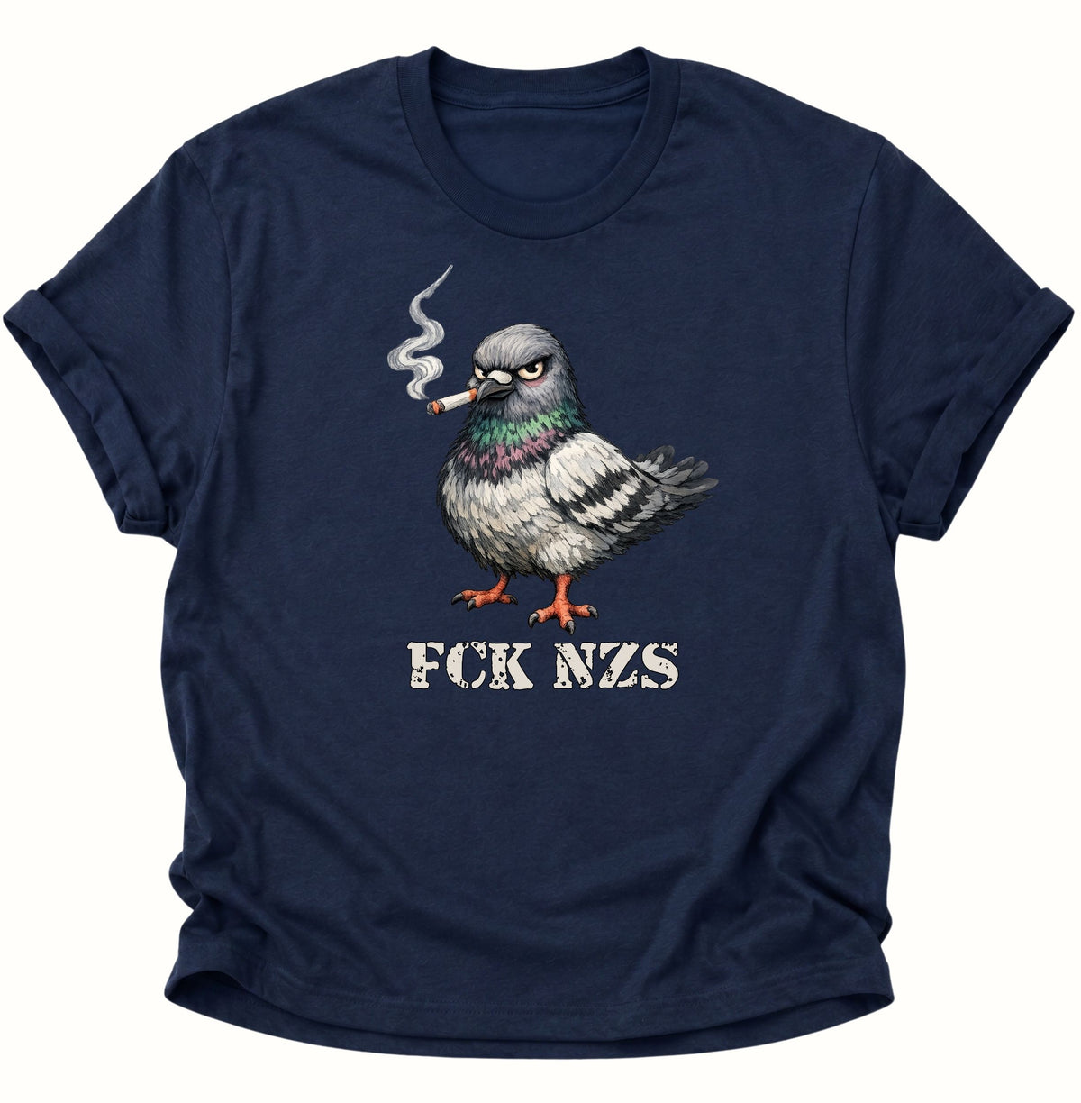 Rauchende Taube gegen rechts Unisex T-Shirt Navy Blue - PINE & RIVER