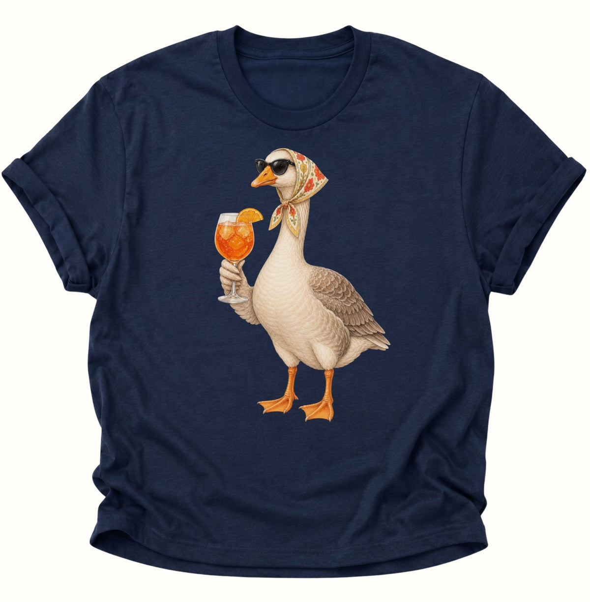 Cocktail-Gans mit Kopftuch Unisex T-Shirt Navy Blue - PINE & RIVER