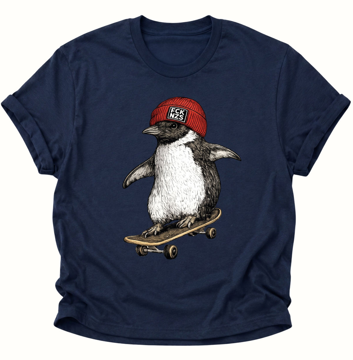 Skateboard-Pinguin gegen rechts Unisex T-Shirt Navy Blue - PINE & RIVER