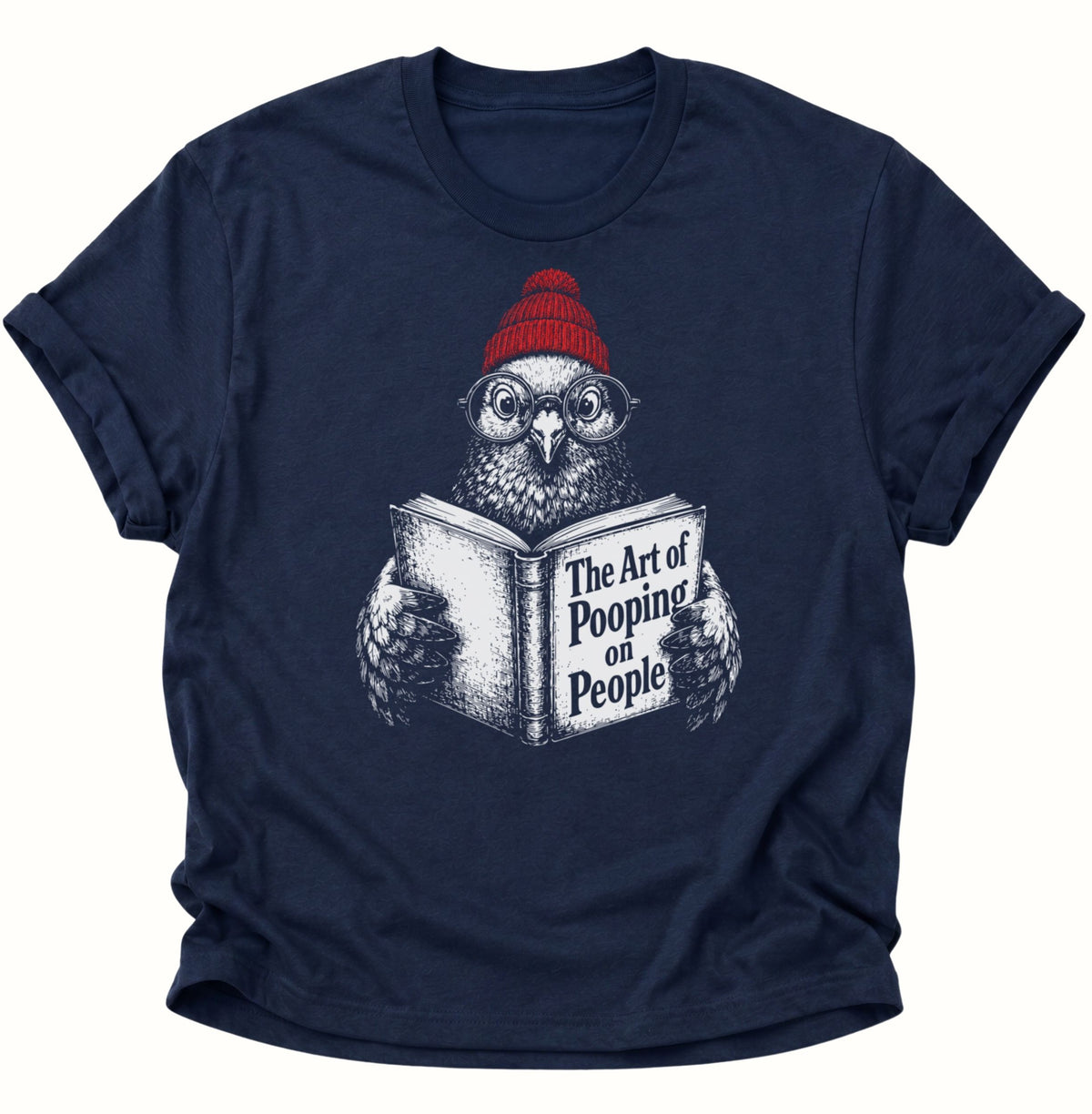 Vogel liest The Art of Pooping on People Unisex T-Shirt Navy Blue - PINE & RIVER