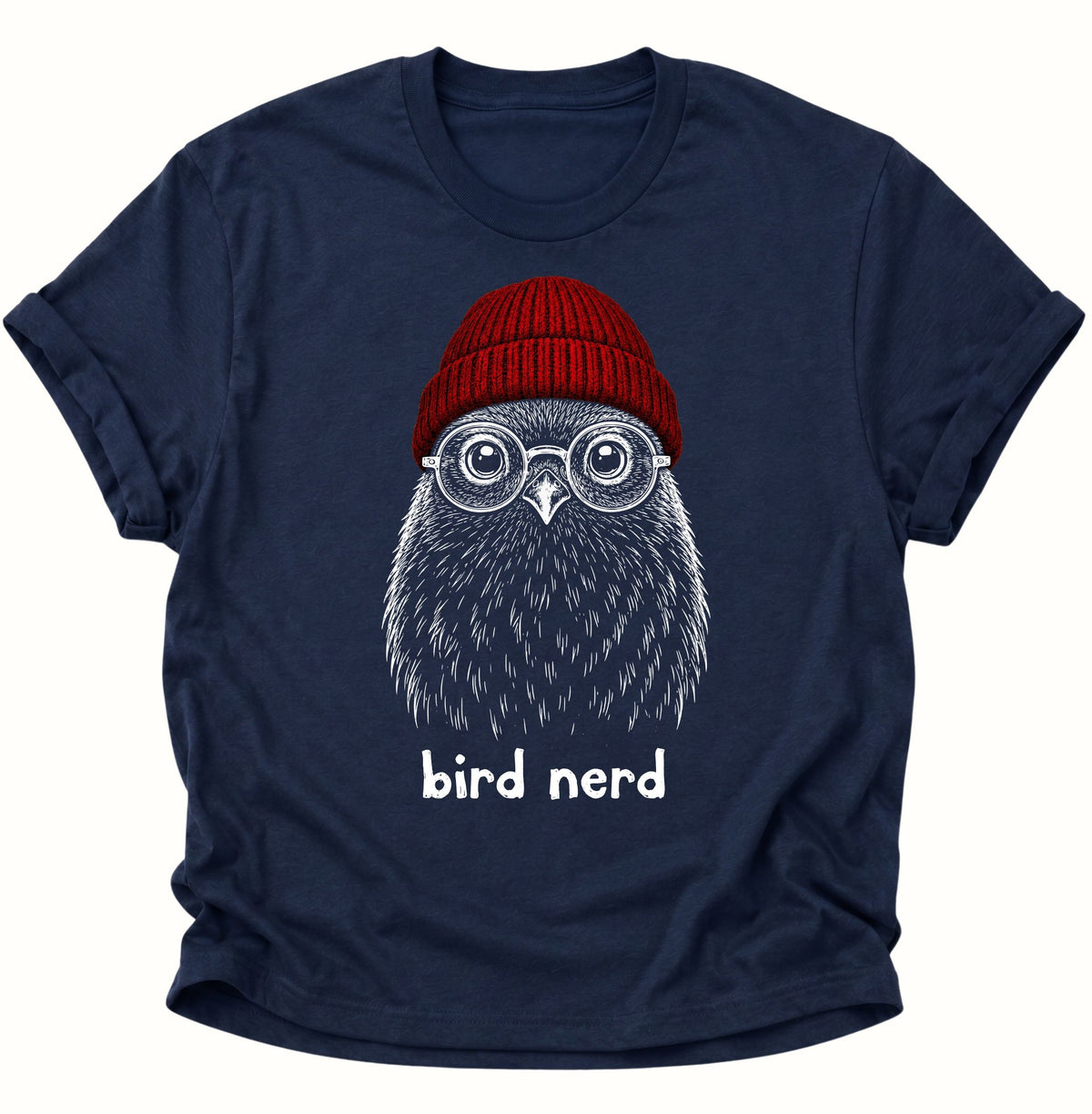 Bird Nerd Vogel mit Mütze Unisex T-Shirt Navy Blue - PINE & RIVER
