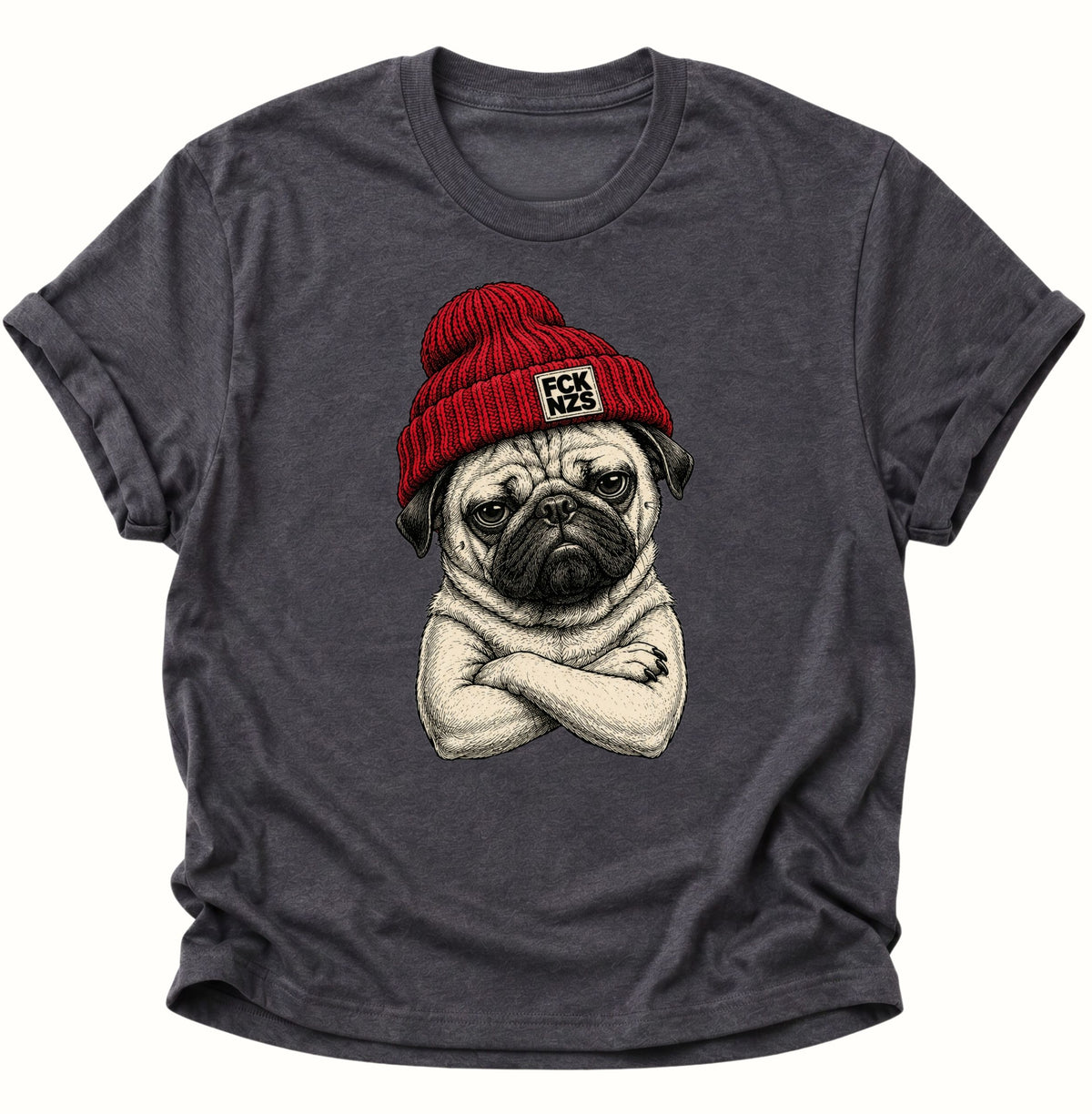 Mops gegen rechts Unisex T-Shirt Dark Heather - PINE & RIVER