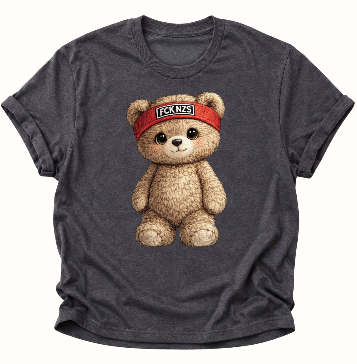 Süßer Teddybär gegen rechts Unisex T-Shirt Dark Heather - PINE & RIVER