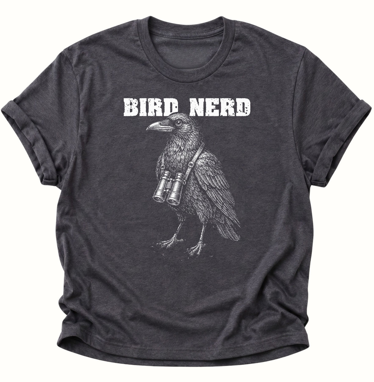 Bird Nerd Rabenvogel mit Fernglas Unisex T-Shirt Dark Heather - PINE & RIVER