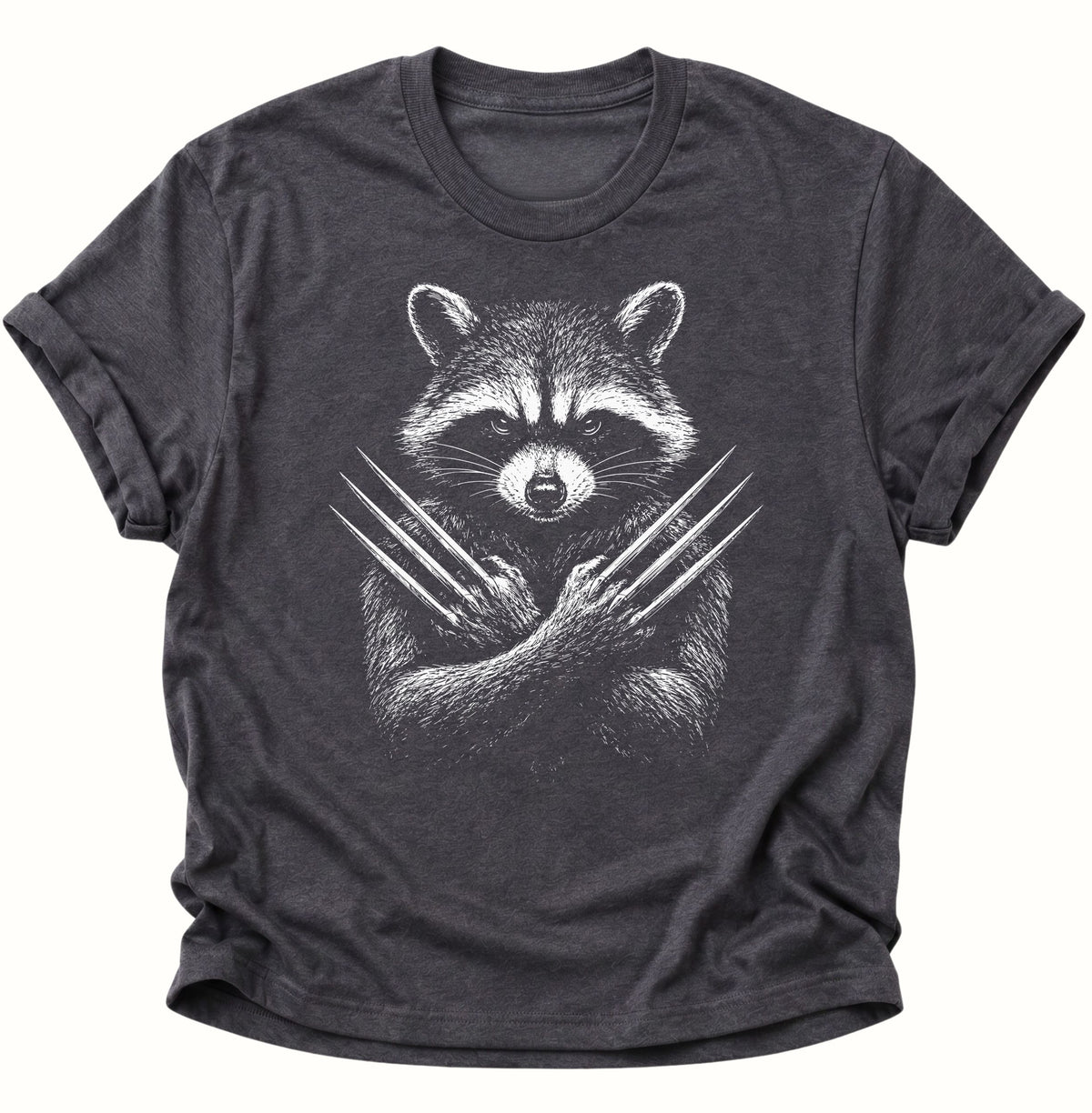 Waschbär mit Metallkrallen Unisex T-Shirt Dark Heather - PINE & RIVER