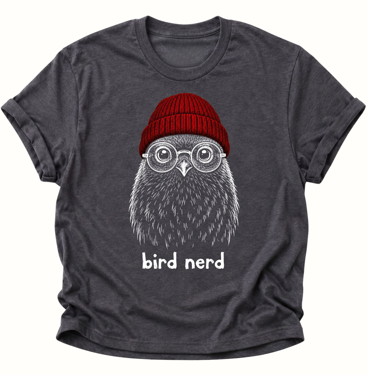 Bird Nerd Vogel mit Mütze Unisex T-Shirt Dark Heather - PINE & RIVER