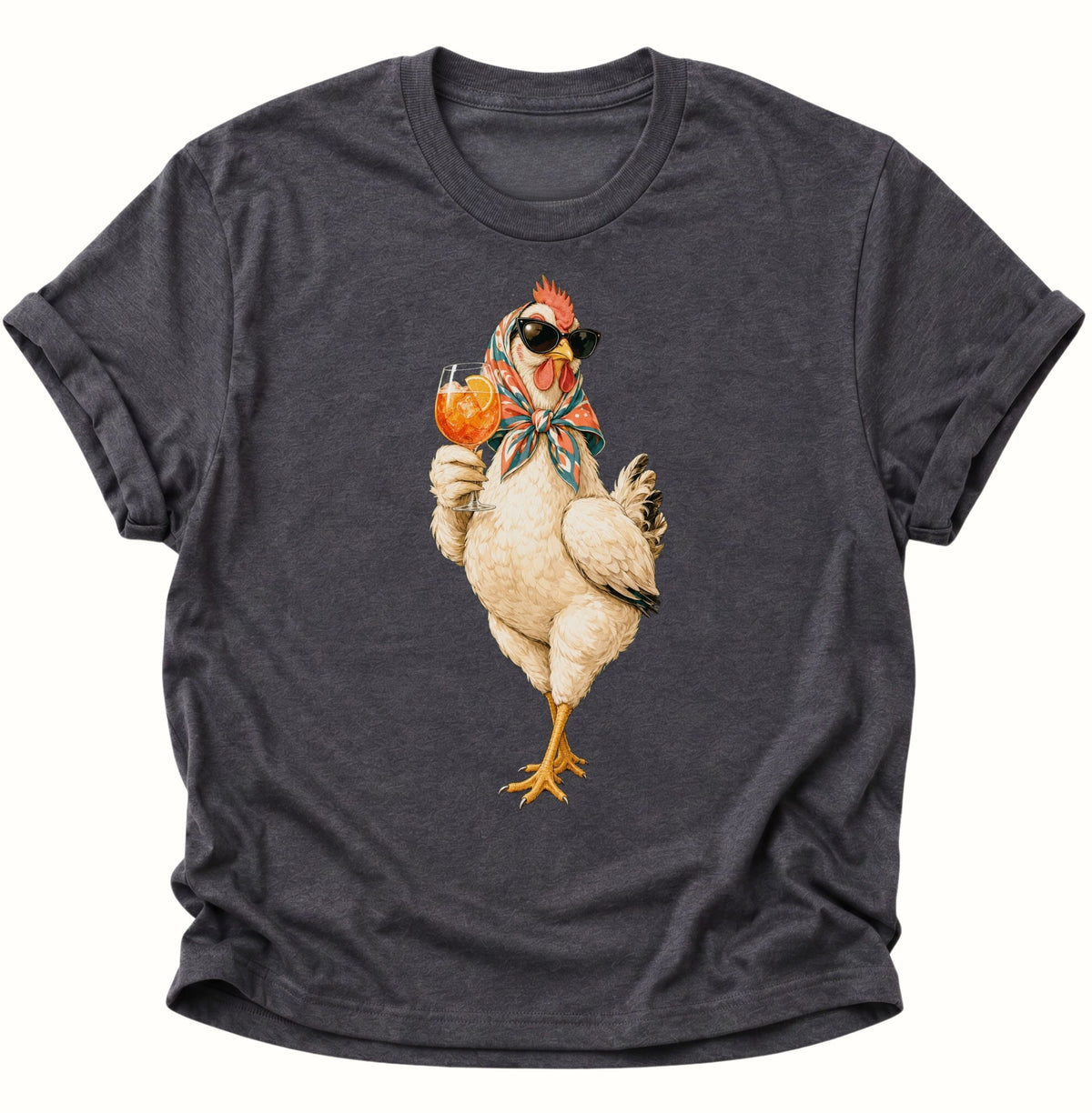 Cocktail-Henne mit Sonnenbrille Unisex T-Shirt Dark Heather - PINE & RIVER