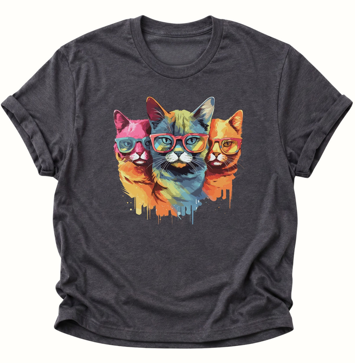 Three Cats Unisex T-Shirt Dark Heather - PINE & RIVER