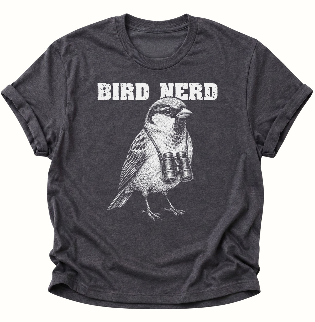 Bird Nerd Vogel mit Fernglas Unisex T-Shirt Dark Heather - PINE & RIVER