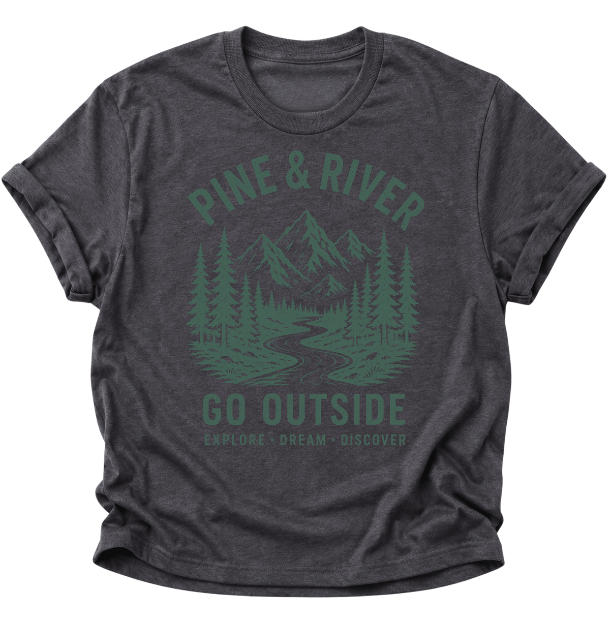 Pine & River Go Outside Unisex T-Shirt Dark Heather - PINE & RIVER