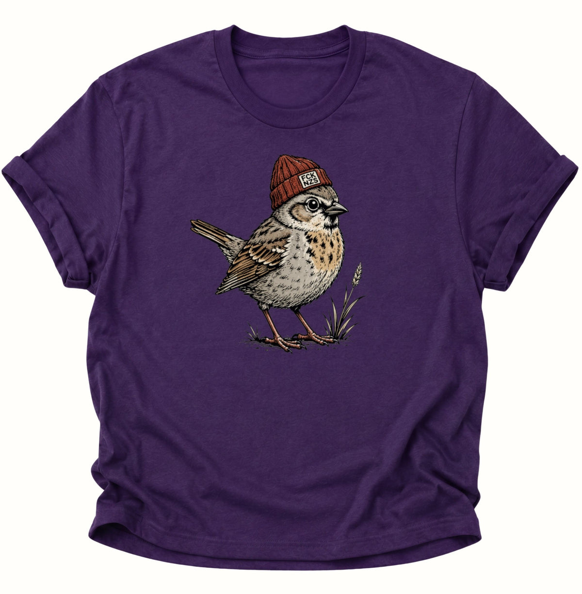 Spatz mit Strickmütze gegen rechts Unisex T-Shirt Purple - PINE & RIVER