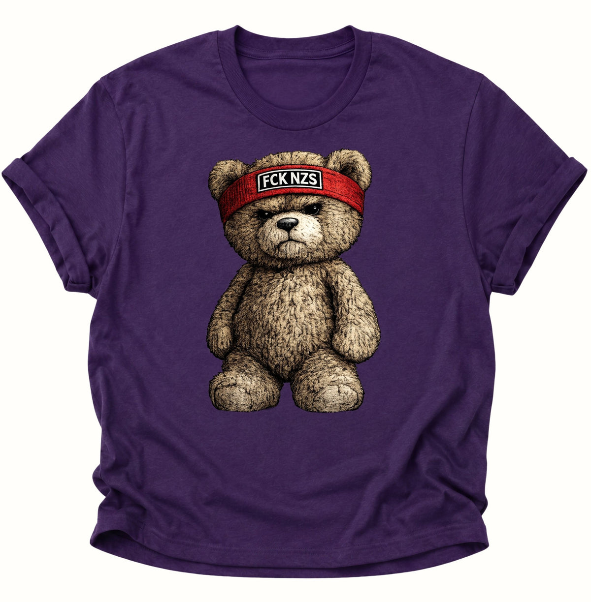 Grimmiger Teddybär gegen rechts Unisex T-Shirt Purple - PINE & RIVER