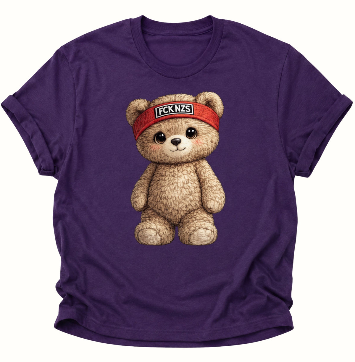 Süßer Teddybär gegen rechts Unisex T-Shirt Purple - PINE & RIVER