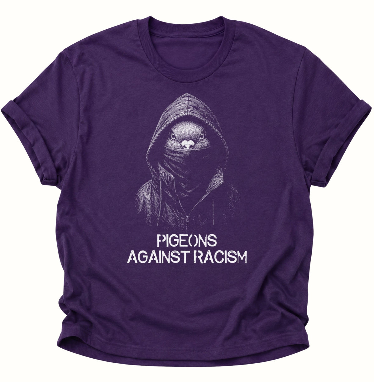 Pigeons Against Racism Taube Unisex T-Shirt Schwarz - PINE & RIVER
