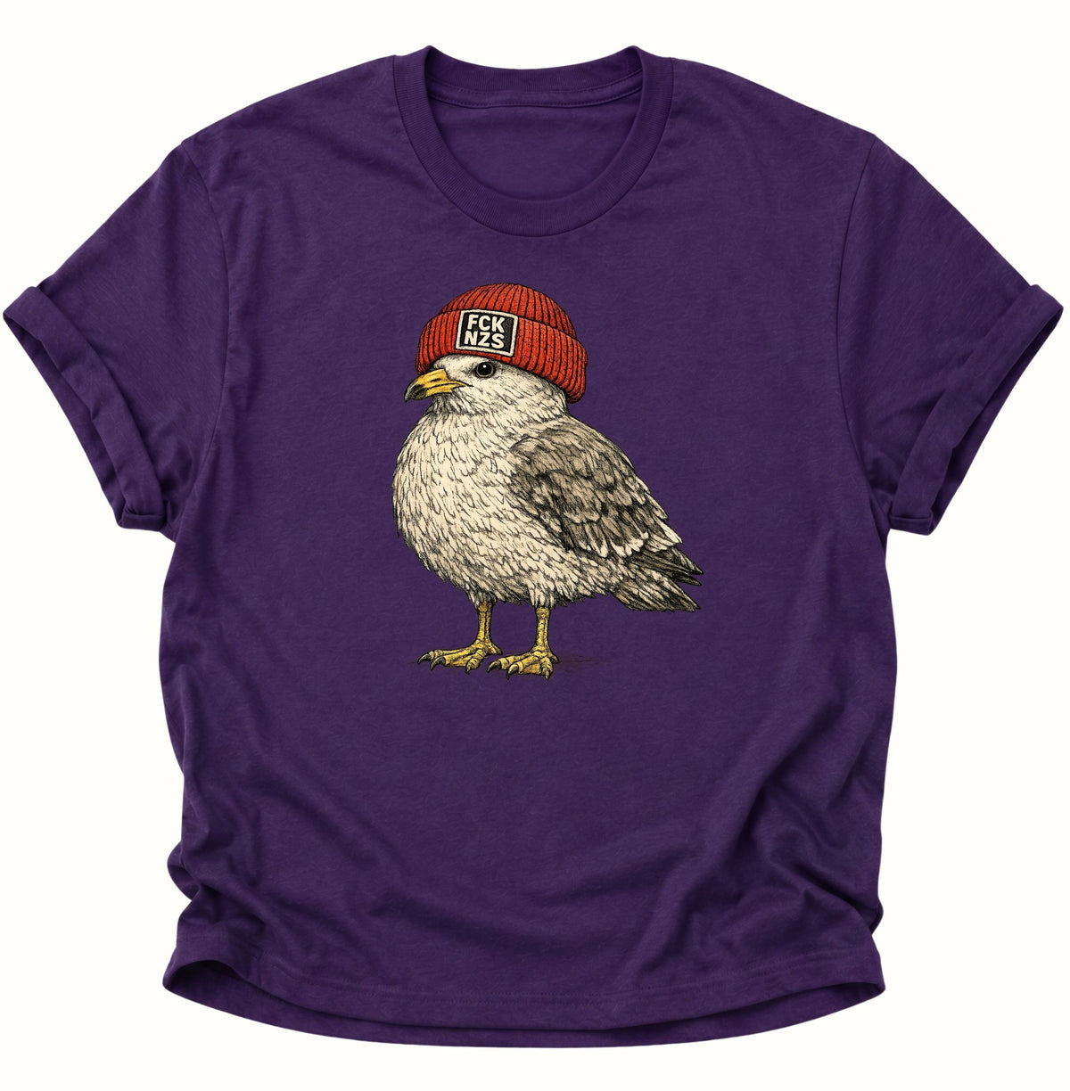 Möwe mit Strickmütze gegen rechts Unisex T-Shirt Purple - PINE & RIVER