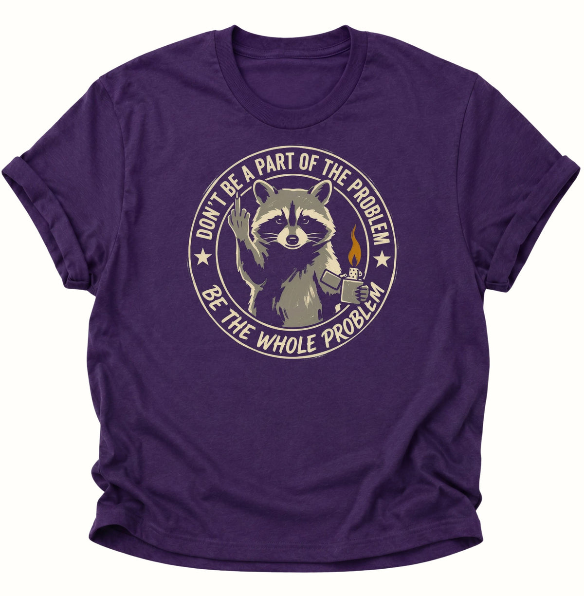 Frecher Waschbär mit Mittelfinger Unisex T-Shirt Purple - PINE & RIVER