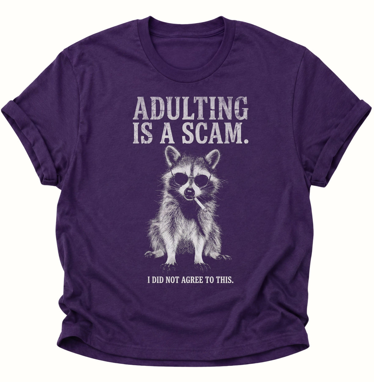 Waschbär Adulting is a Scam Unisex T-Shirt Purple - PINE & RIVER