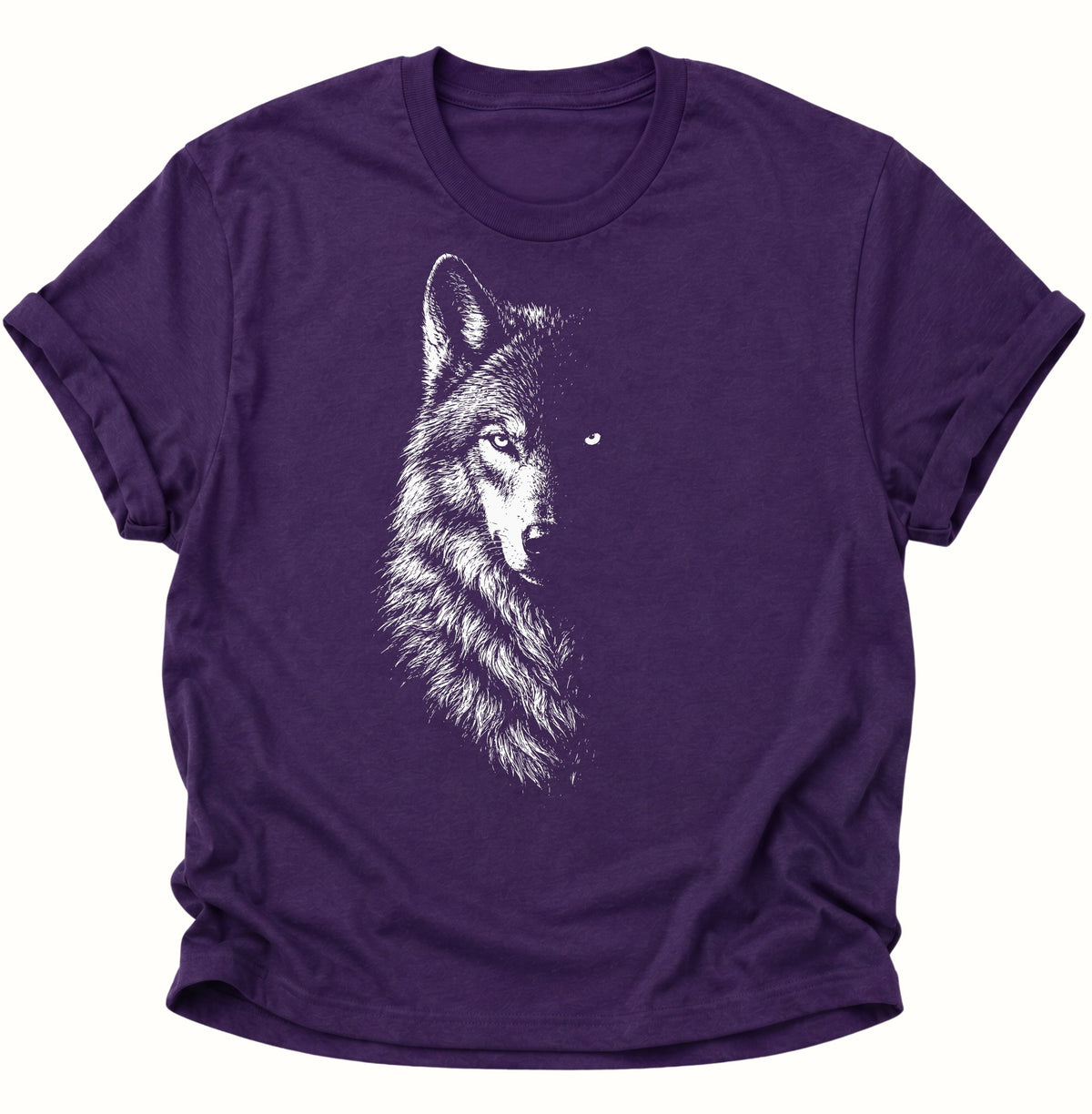 Mystischer Wolf im Schatten Unisex T-Shirt Purple - PINE & RIVER