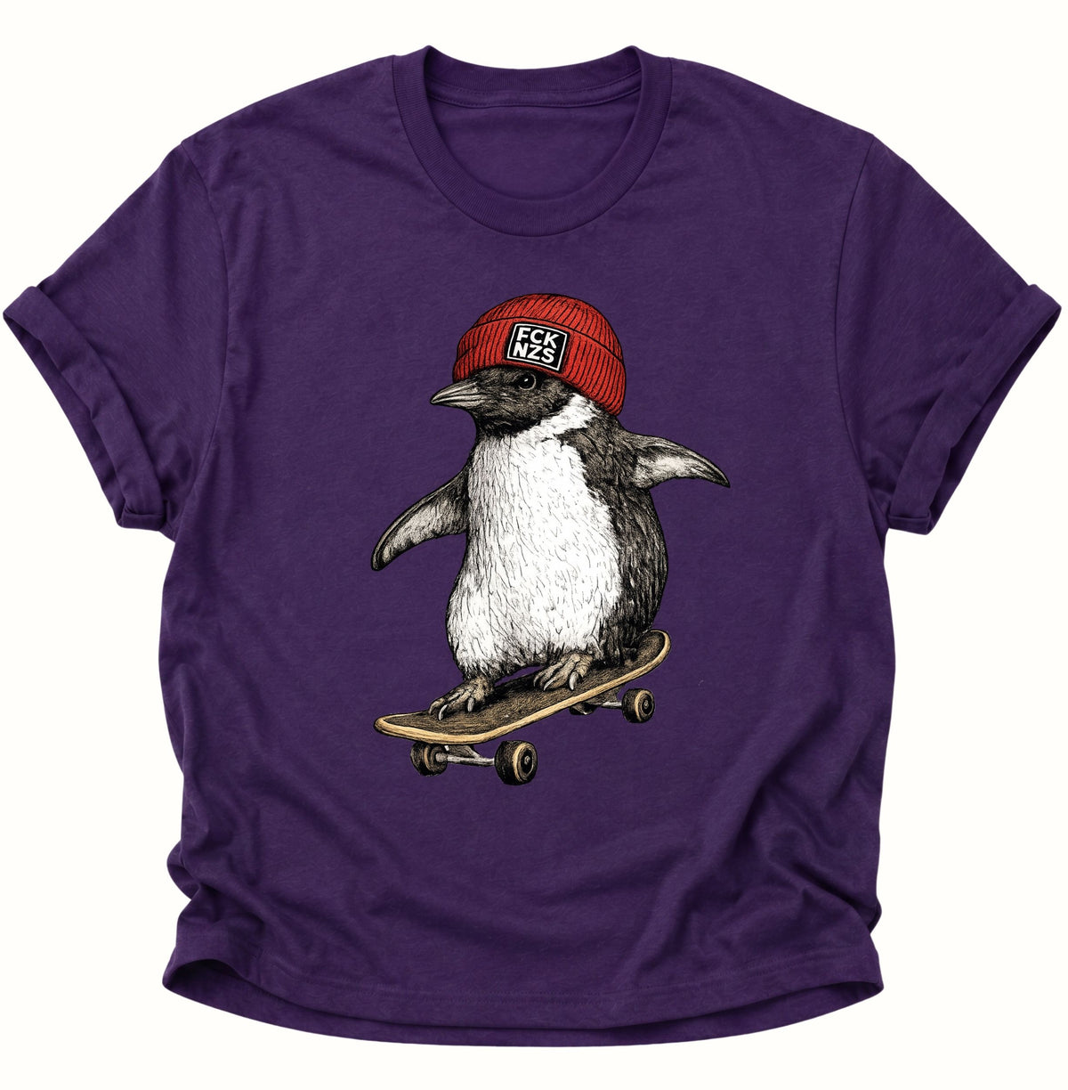 Skateboard-Pinguin gegen rechts Unisex T-Shirt Purple - PINE & RIVER