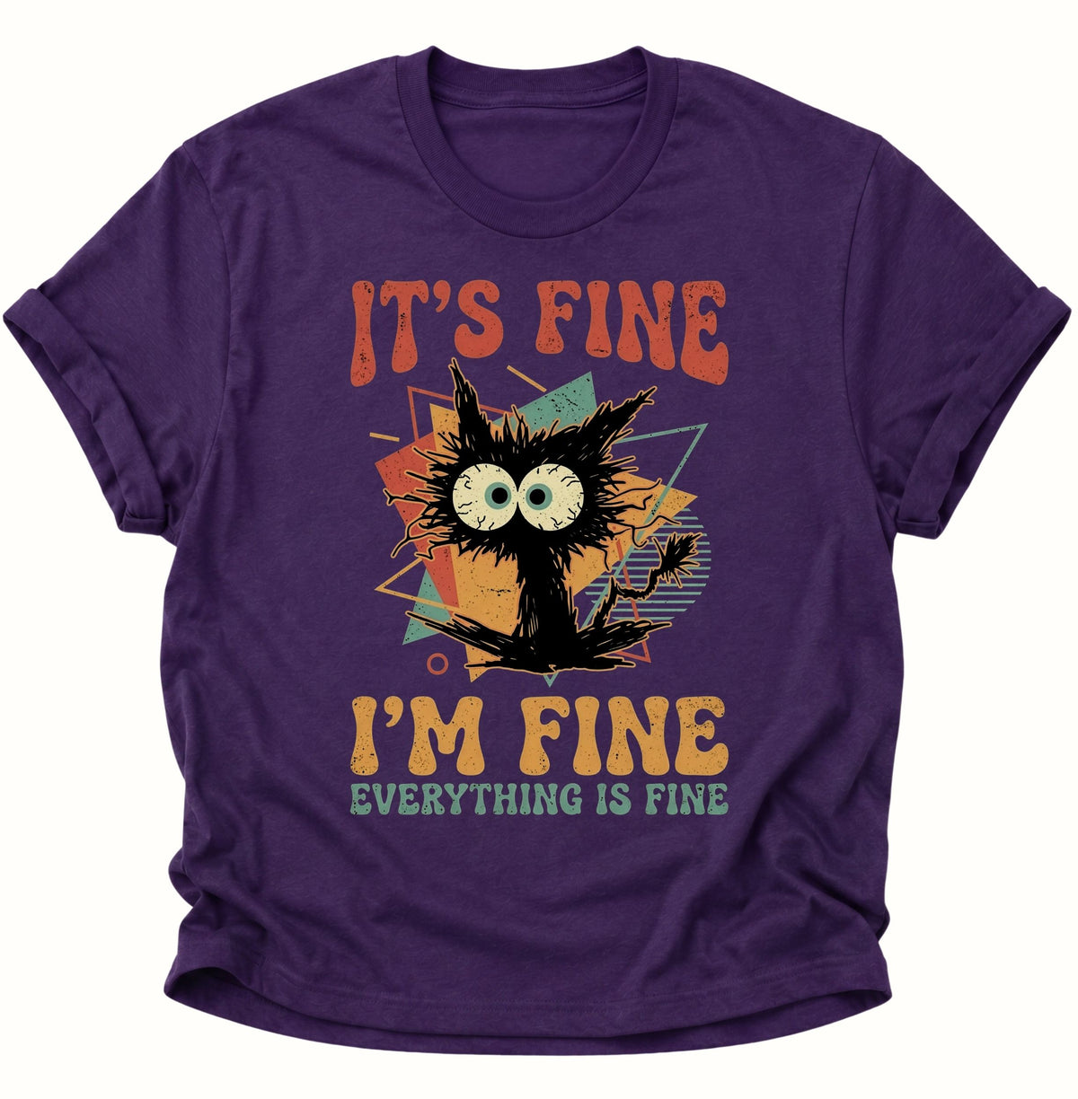 Chaotische Katze It's Fine Unisex T-Shirt Purple - PINE & RIVER