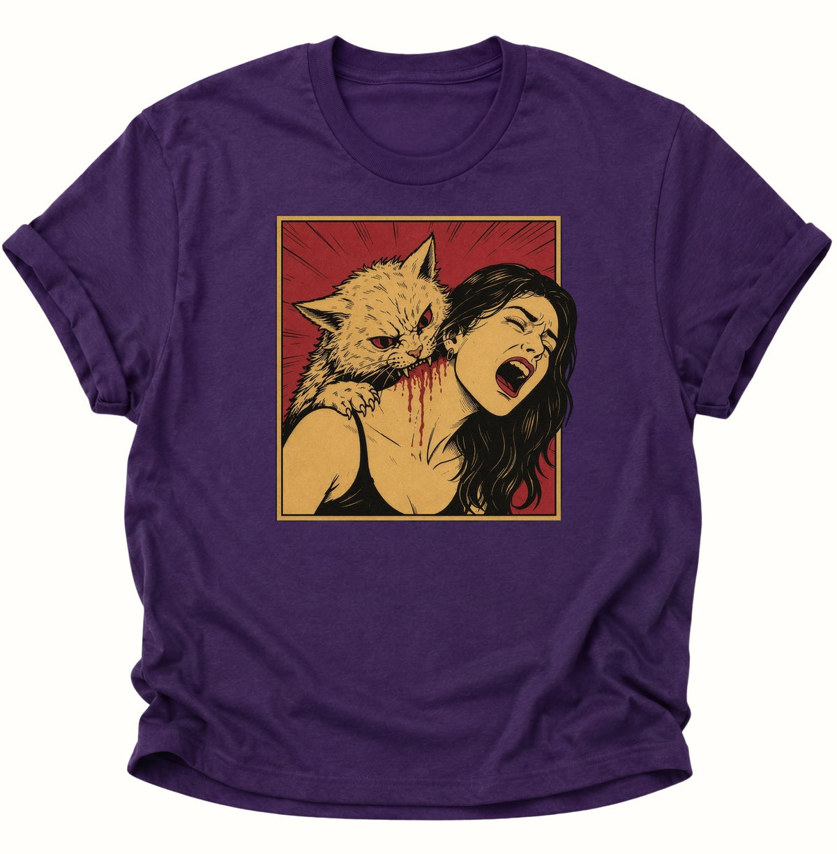Vampier Katze im Retro-Comic Unisex T-Shirt Purple - PINE & RIVER
