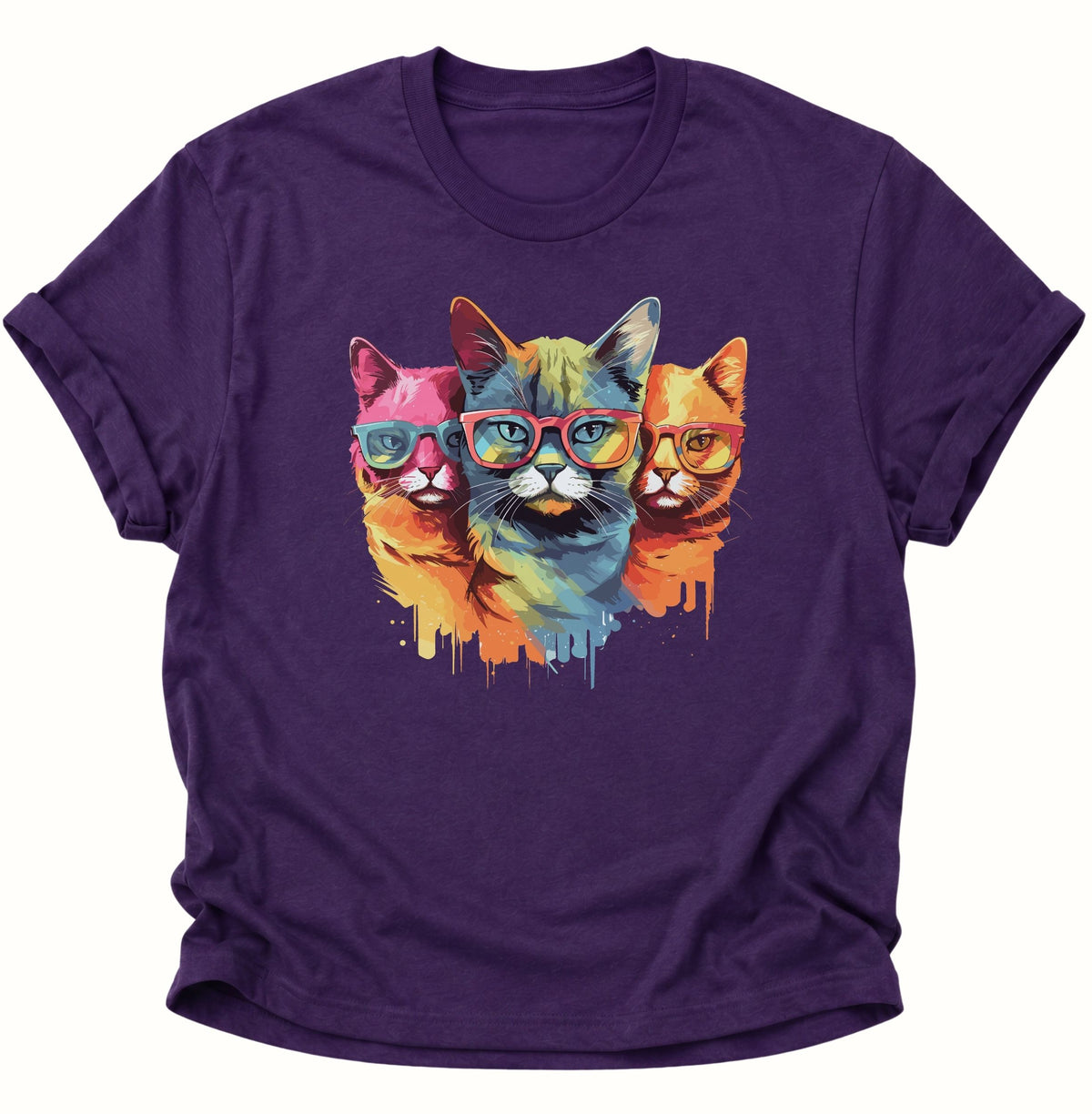Three Cats Unisex T-Shirt Purple - PINE & RIVER