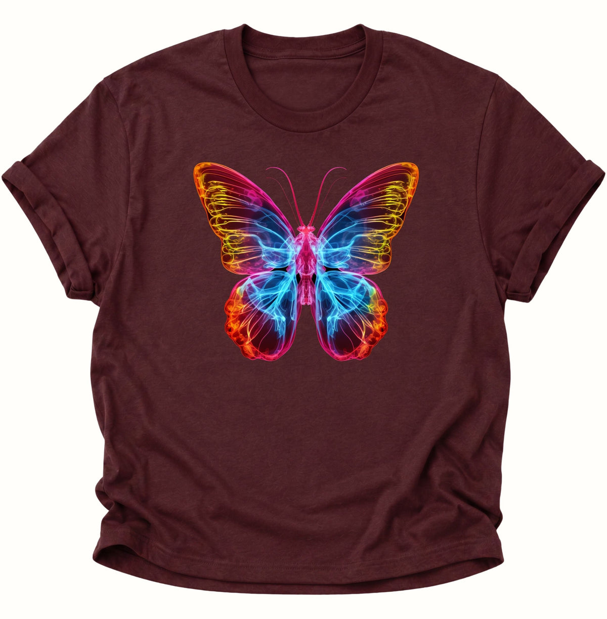 Schmetterling Neon Unisex T-Shirt Maroon - PINE & RIVER