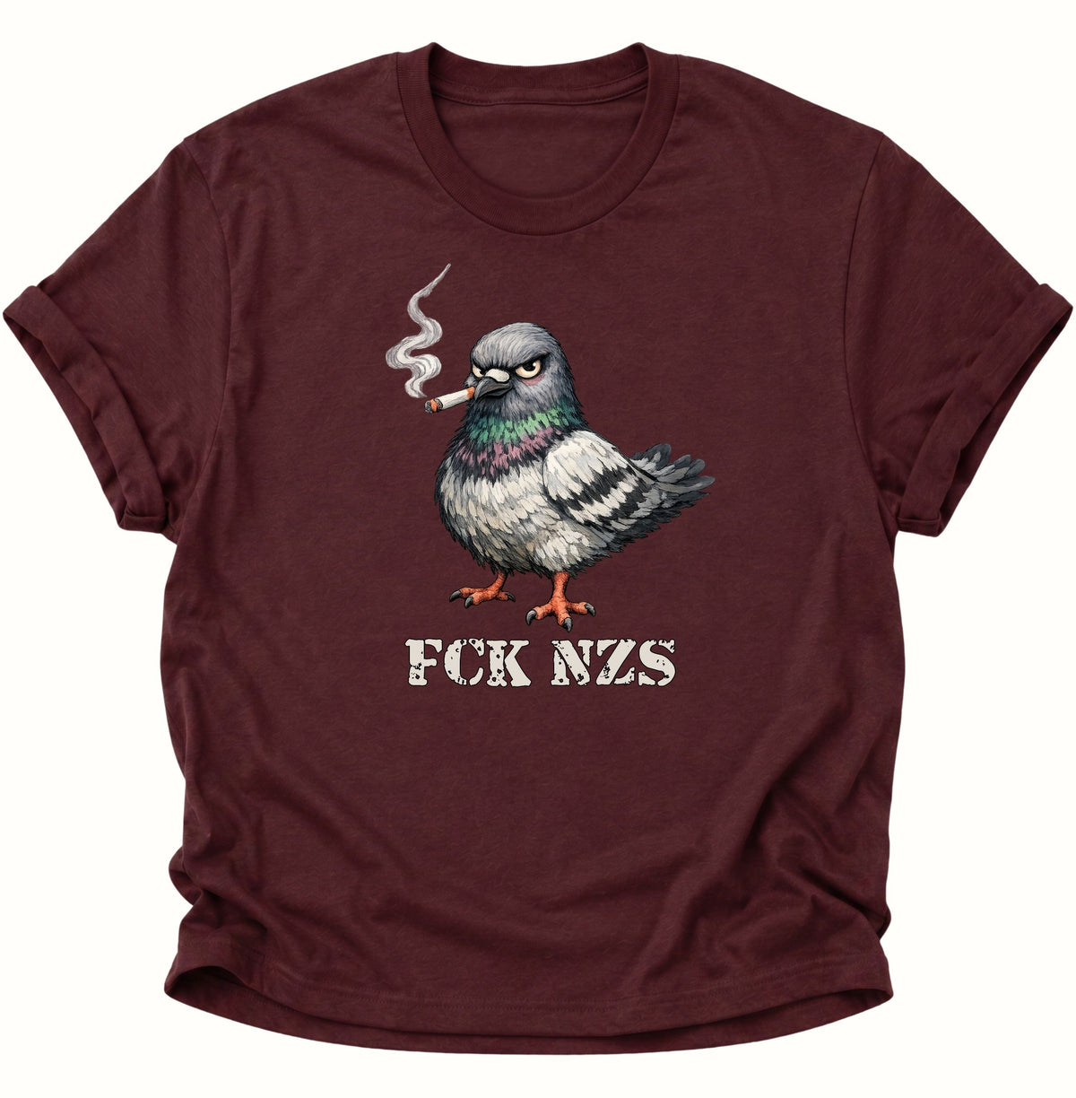 Rauchende Taube gegen rechts Unisex T-Shirt Maroon - PINE & RIVER
