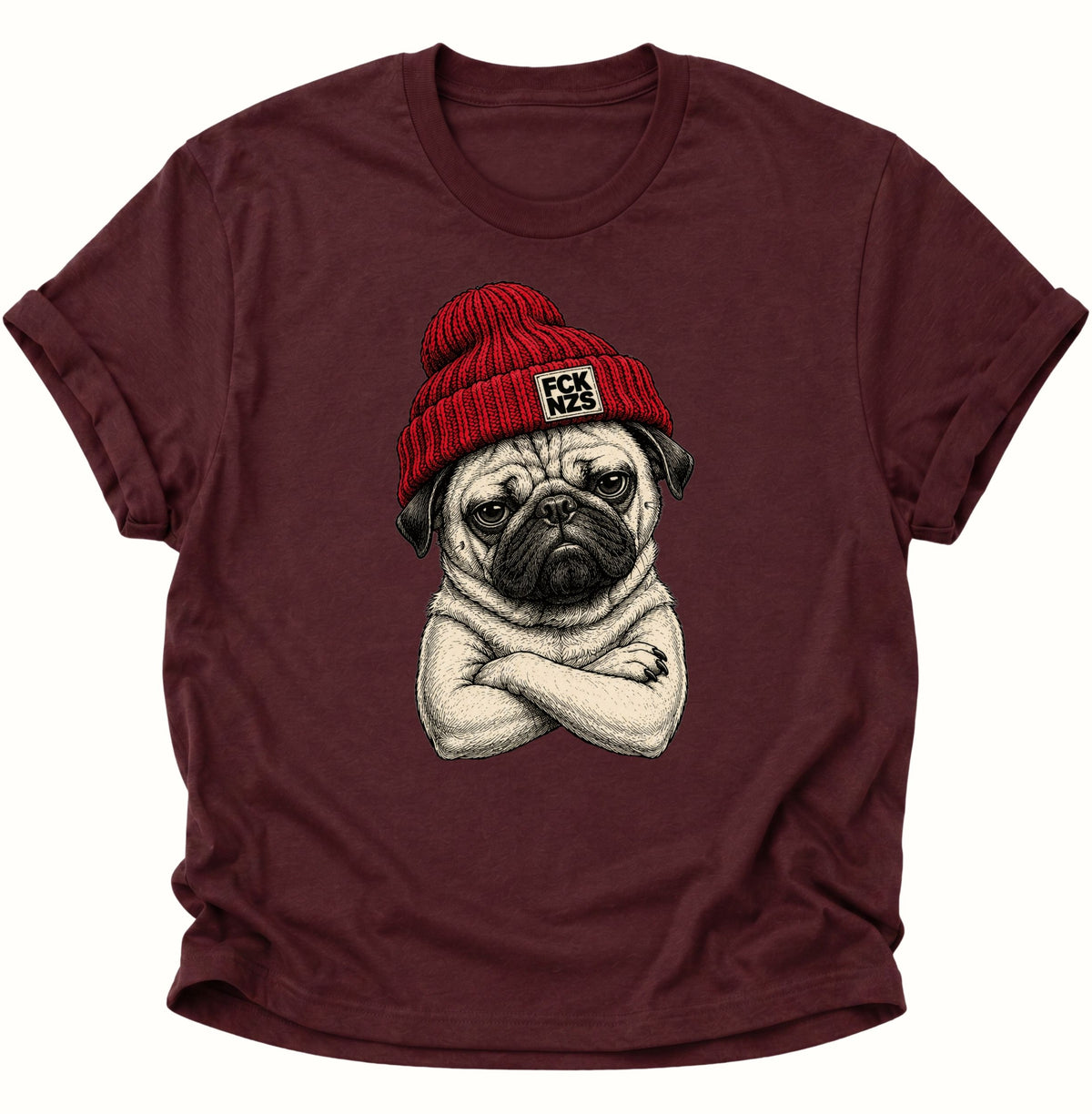 Mops gegen rechts Unisex T-Shirt Maroon - PINE & RIVER